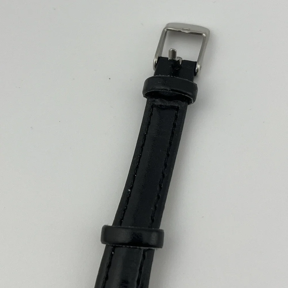 Time and Tru Watch Women 24mm Silver Case Black Faux‎ Leather Band- New Battery